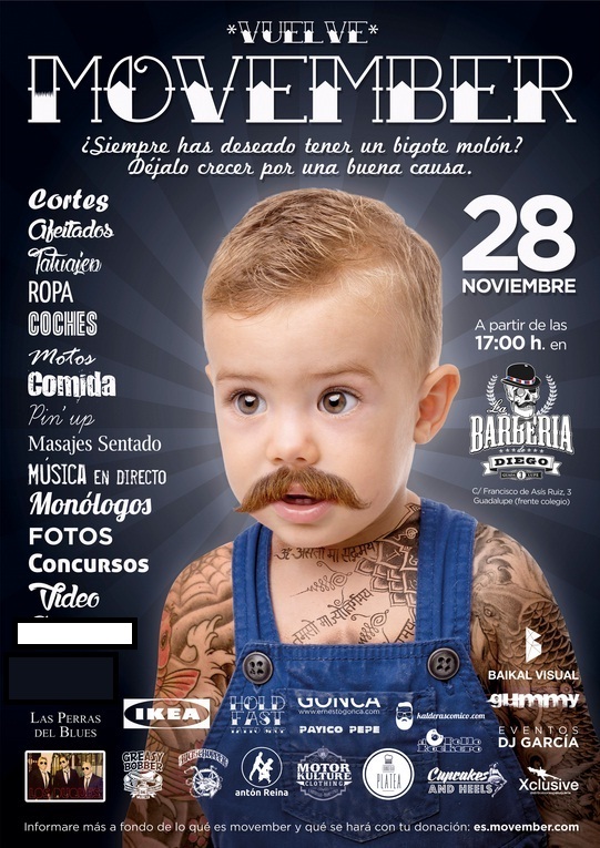 Cartel Movember 2015 en Guadalupe-Murcia_LabarberiadeDiego. Masaje sentado con antonReina