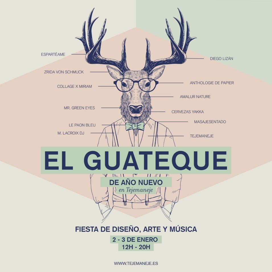 Cartel fiesta El Guapeque... masaje sentado de antonReina en Tejemaneje ;)